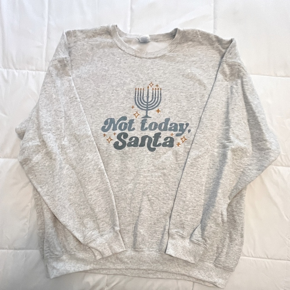 Gray Holiday Sweater “Not Today Santa” Size 3XL. NWOT